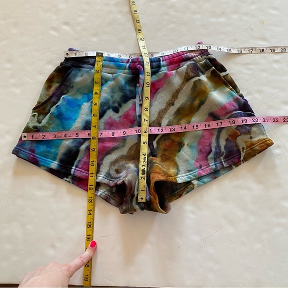 Tularosa Tie Dye Shorts Womens Small Organic Cotton Pockets Upcycled Pink Blue - Picture 7 of 10